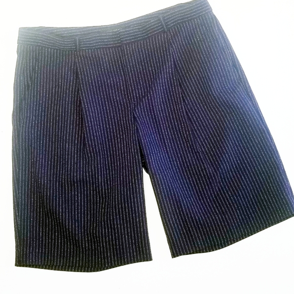 Banana Republic Front Pleat Navy Pinstripe Walking Shorts sz 10 EUC - Picture 2 of 7